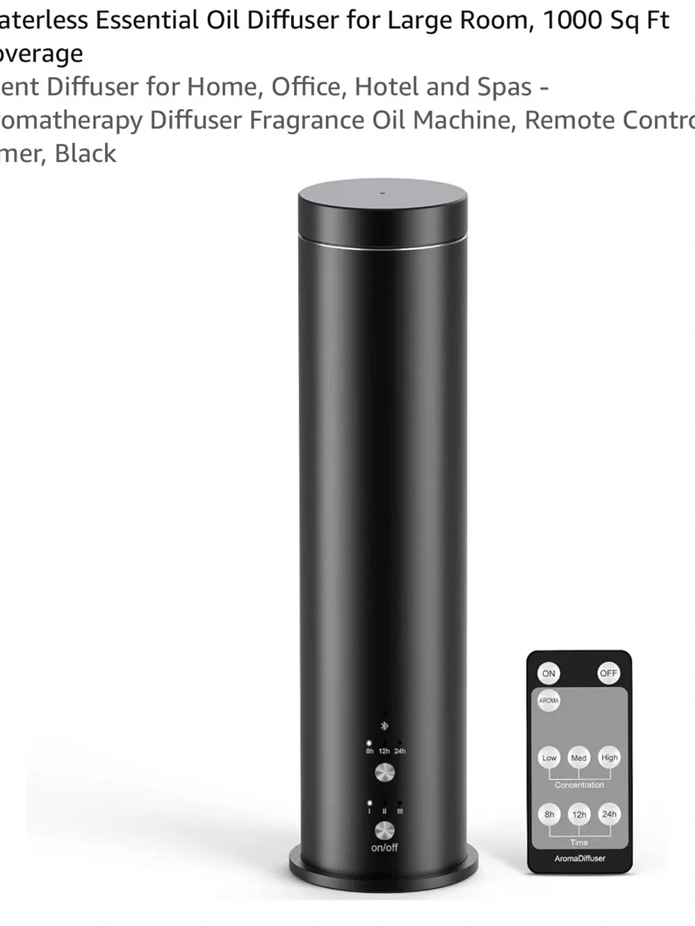 Black Ultrasonic Aroma Diffuser with Remote Control